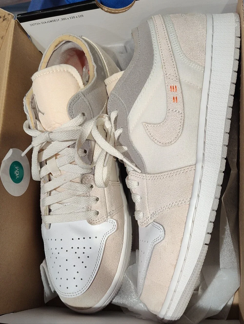 Nike Air Jordan 1 Low SE Craft Inside Out White Shoes DN1635-100 Men's 10